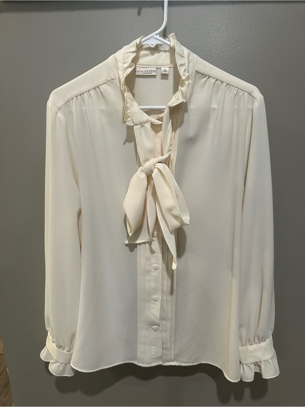 MaxMara Ivory Tie-Neck Ruffle Blouse